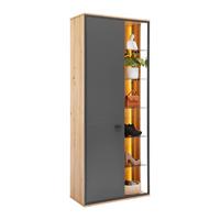 Garderobenschrank Florenz Grau/Eiche Artisan - Schwarz/Eiche Artisan, Modern, Glas/Holzwerkstoff (79/196,2/37,3cm) - Premium Living