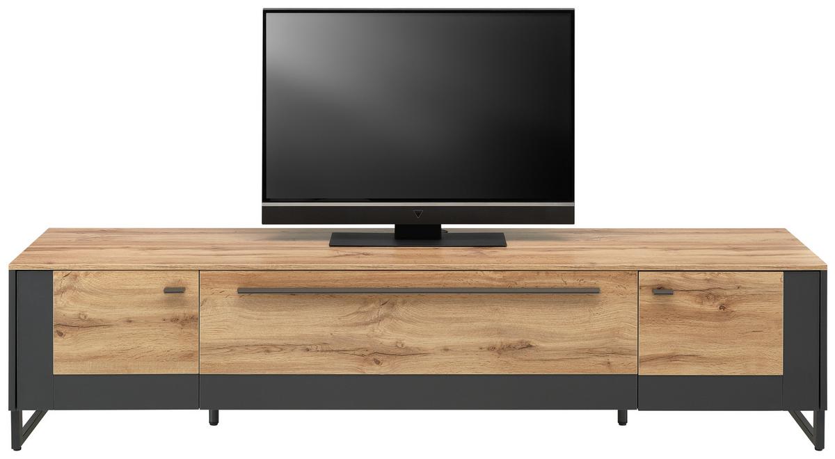 TV-Element in Eichefarben/Schwarz - Schieferfarben/Eichefarben, Modern, Holzwerkstoff/Metall (197/47/50cm) - Premium Living