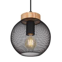 Viseča Svetilka 15663h - črna/rjava, Basics, kovina/les (20/120cm) - Globo