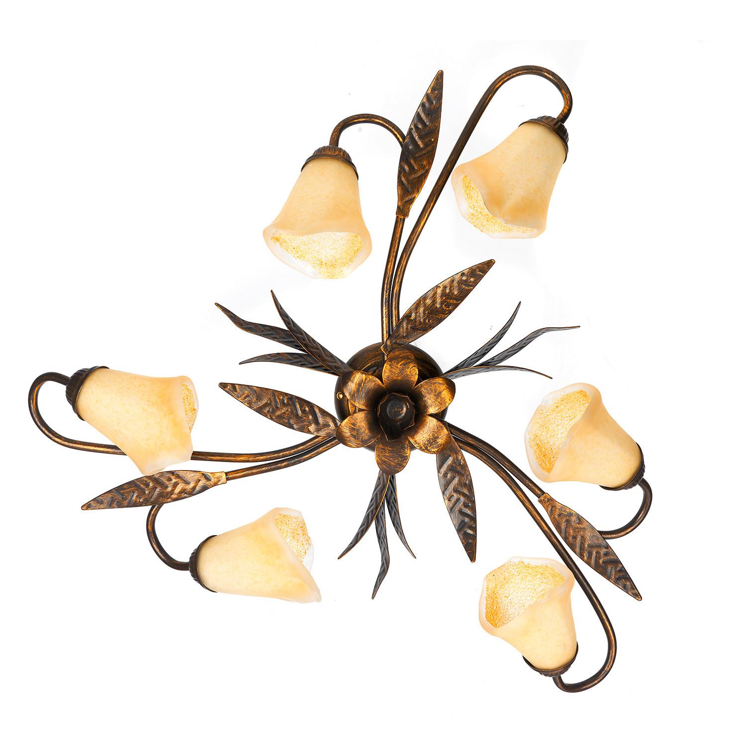 Deckenleuchte Alga Bronzefarben max. 6 Watt - Bronzefarben, KONVENTIONELL, Glas/Metall (65/65/25cm)