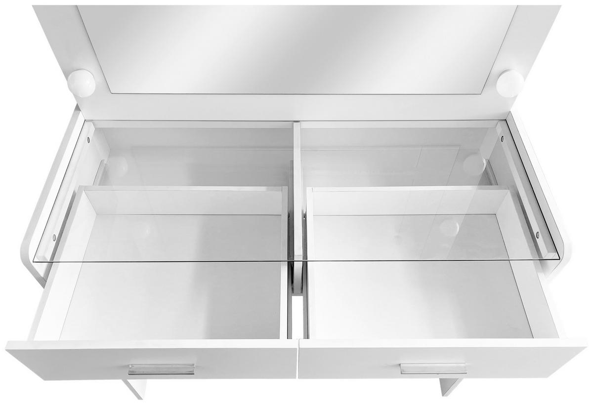 Măsuță de machiaj MILA - alb, Trend, sticlă/material pe bază de lemn (95/140/44cm) - Modern Living