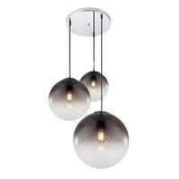 Hängeleuchte Varus in Grau max. 40 Watt - Chromfarben/Grau, Design, Glas/Metall (51/120cm) - Globo
