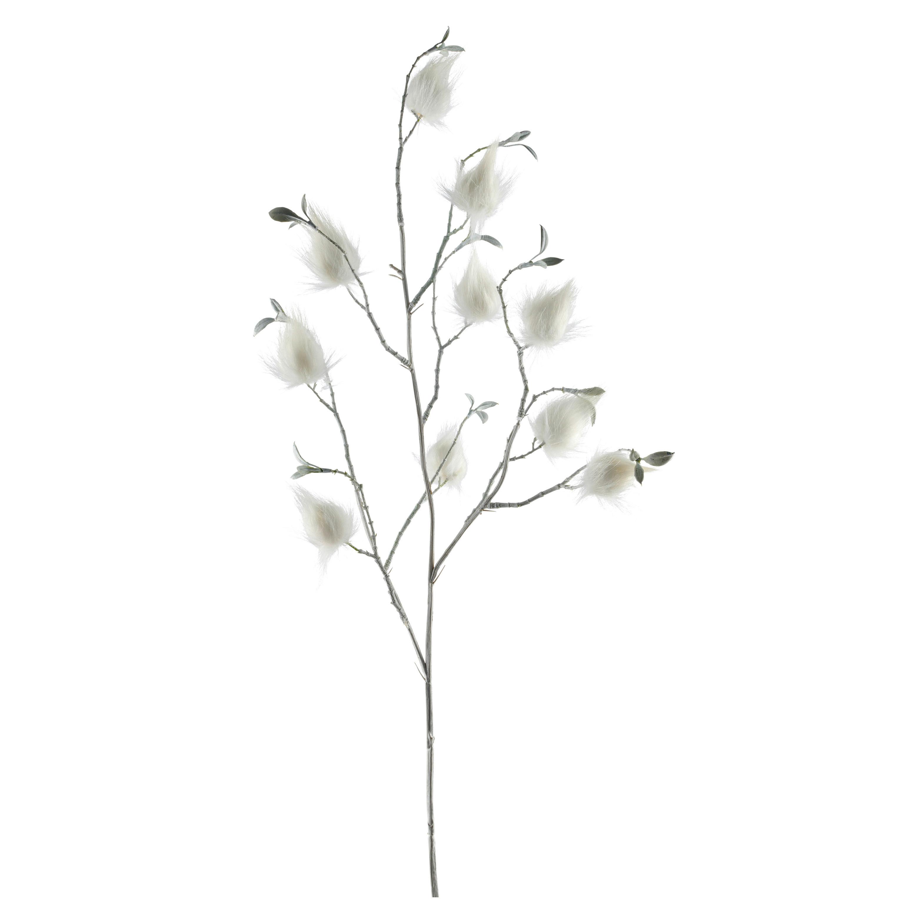 Kunstpflanze Dekozweig I Braun/Weiß ca. 76cm - Weiß/Braun, Basics, Kunststoff (76cm) - Mömax