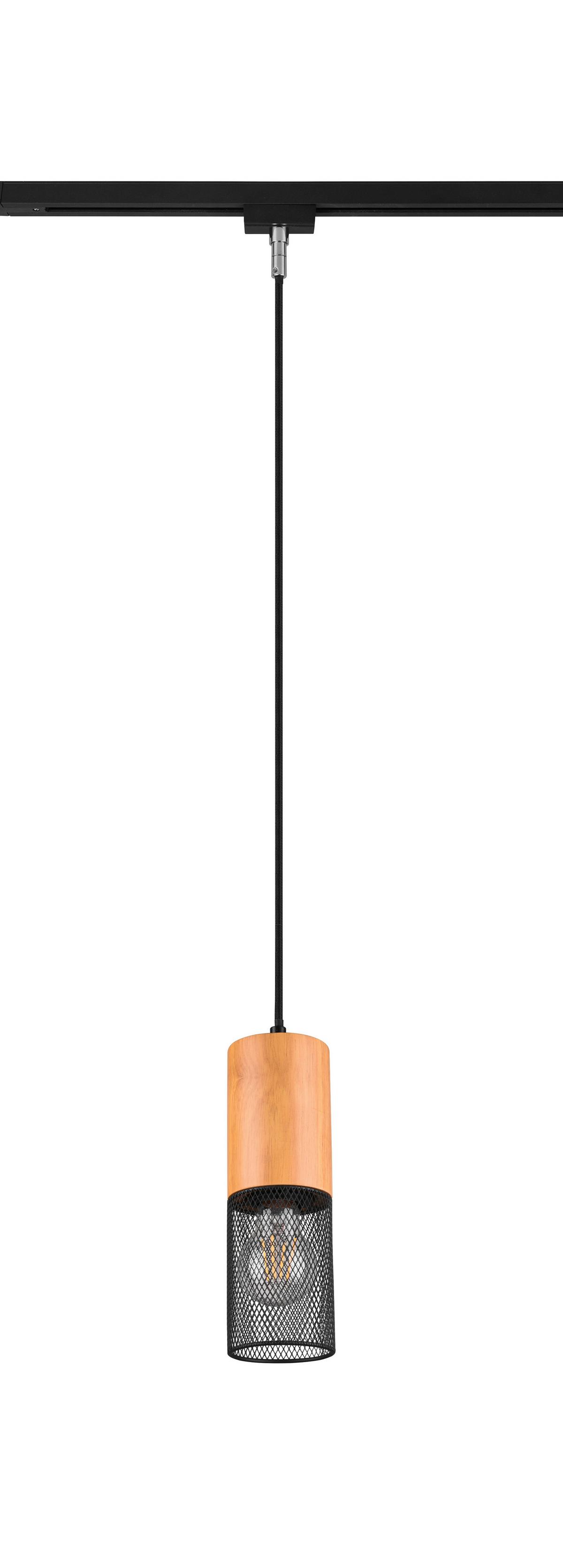 Schienensystem-Hängeleuchte Duoline-Tosh max. 25 Watt - Schwarz, Natur, Holz/Metall (8,0/180cm) - Trio Leuchten