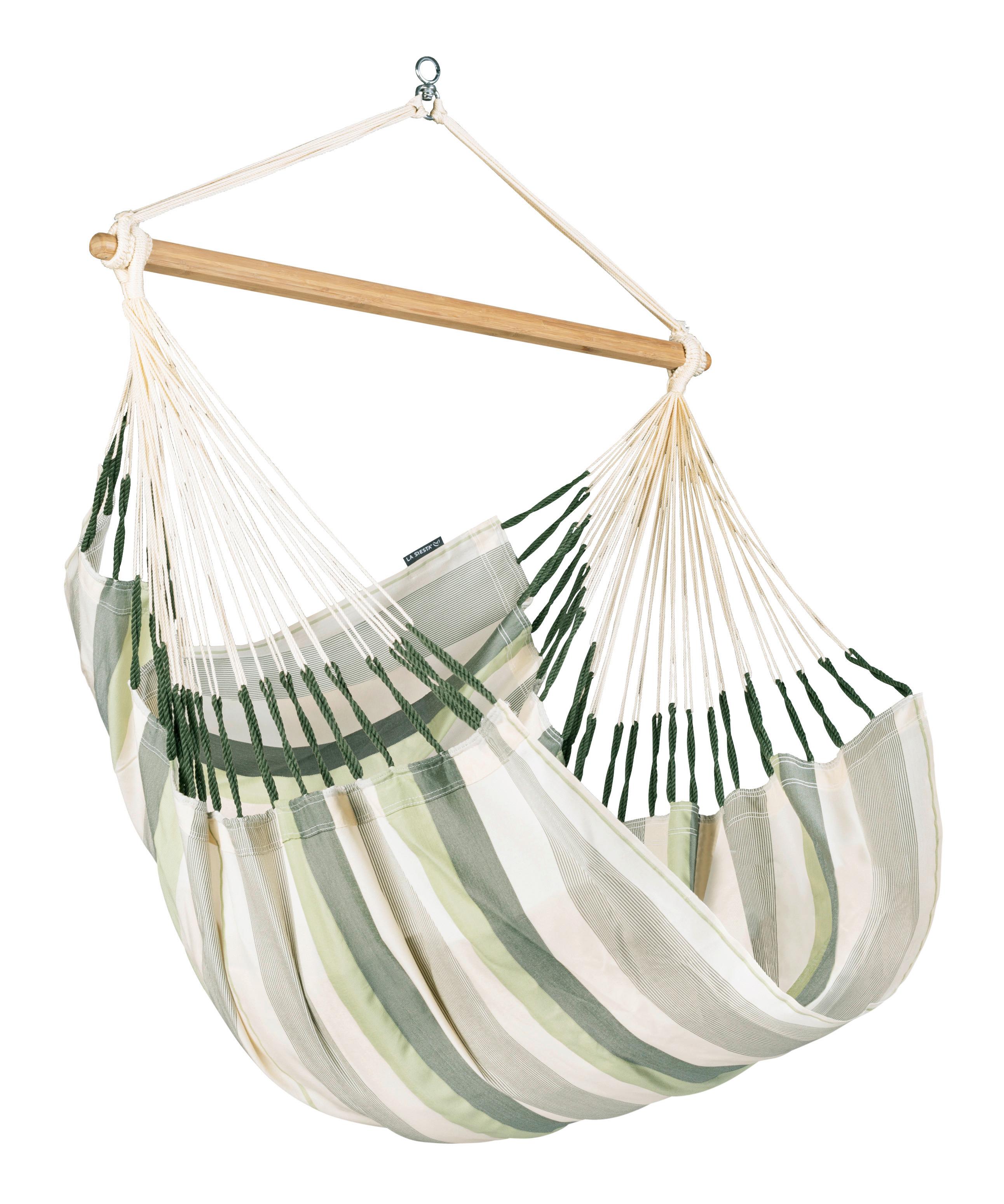 Hängesessel Comfort Hammock Chair Outdoor Weiß/Grün/Grau - Hellgrau/Weiß, KONVENTIONELL, Holz/Textil (110/160/180cm) - La Siesta