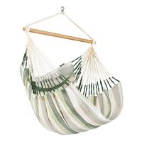 Hängesessel Comfort Hammock Chair Outdoor Weiß/Grün/Grau - Hellgrau/Weiß, KONVENTIONELL, Holz/Textil (110/160/180cm) - La Siesta