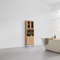 Hochschrank Everest Naturfarben/Schwarz - Schwarz/Naturfarben, Natur, Holz/Metall (60/190/32cm) - Mömax
