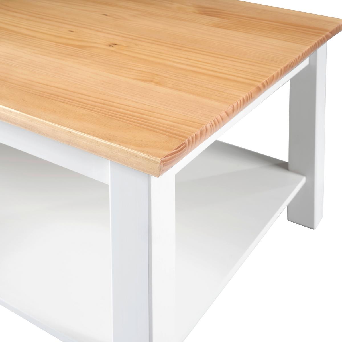 STOLIK KAWOWY KLAUS - kolor naturalny/biały, Romantik / Landhaus, drewno (110/45/75cm) - MID.YOU