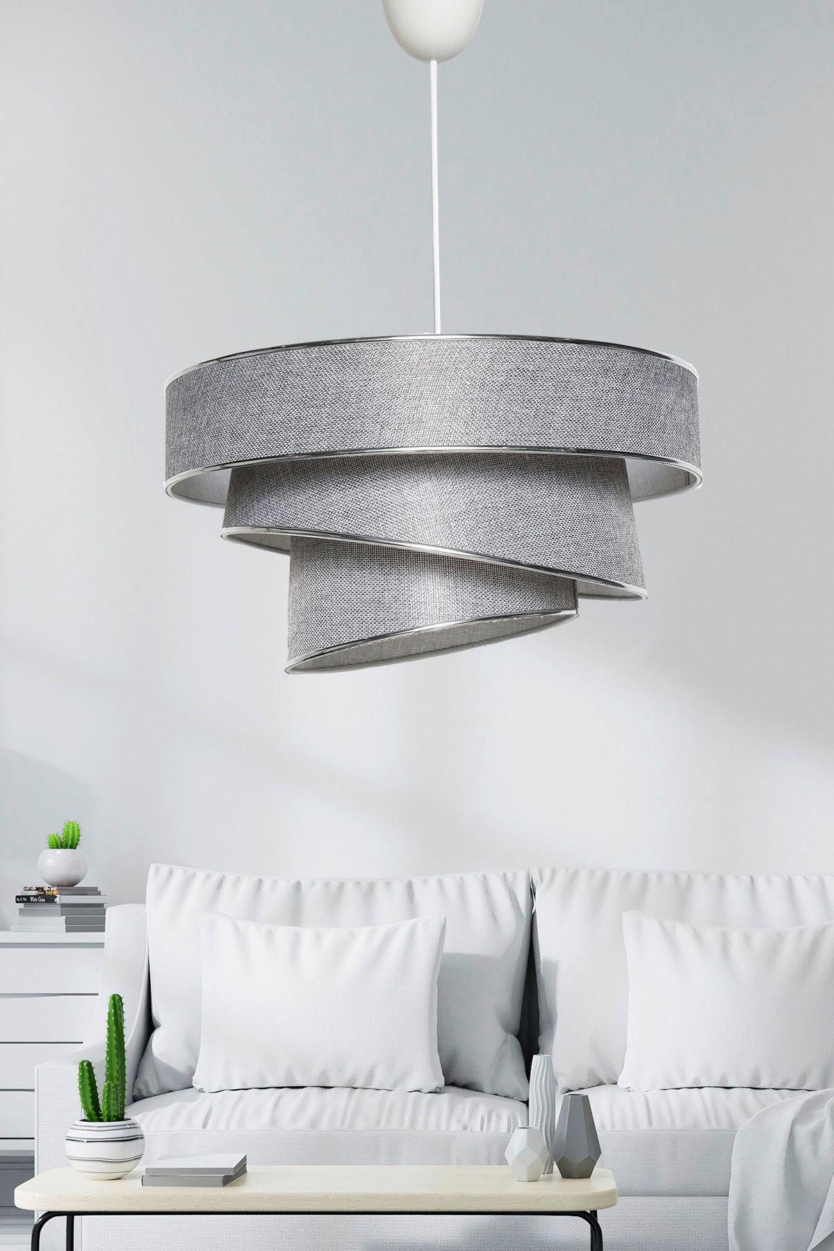 LAMPA WISZĄCA COUPER - kolor srebrny/szary, Konventionell, tworzywo sztuczne/metal (40/72cm)