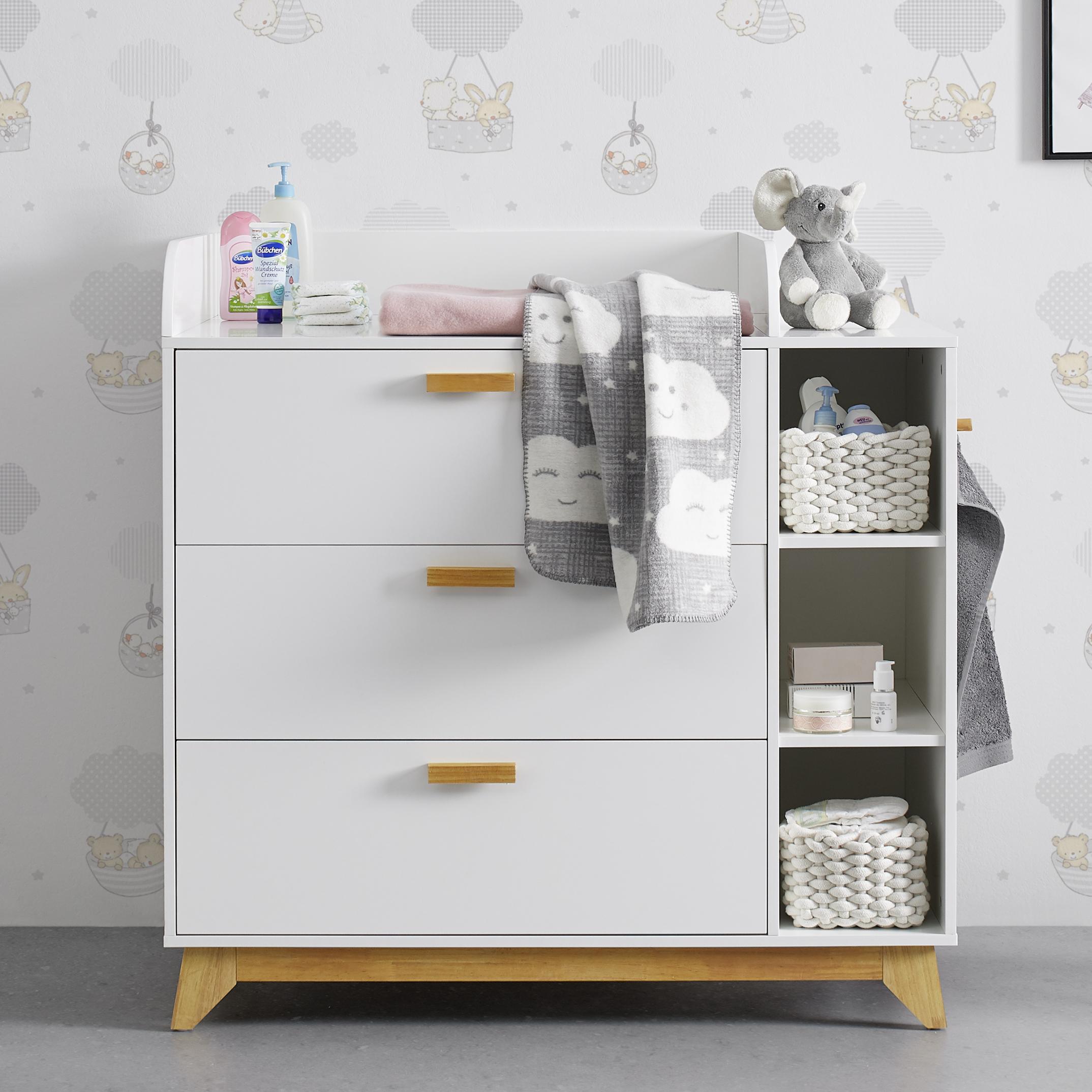 Previjalna Komoda Milan, Bela - bela, Moderno, les (109,4/109,5/76cm) - Bessagi Kids