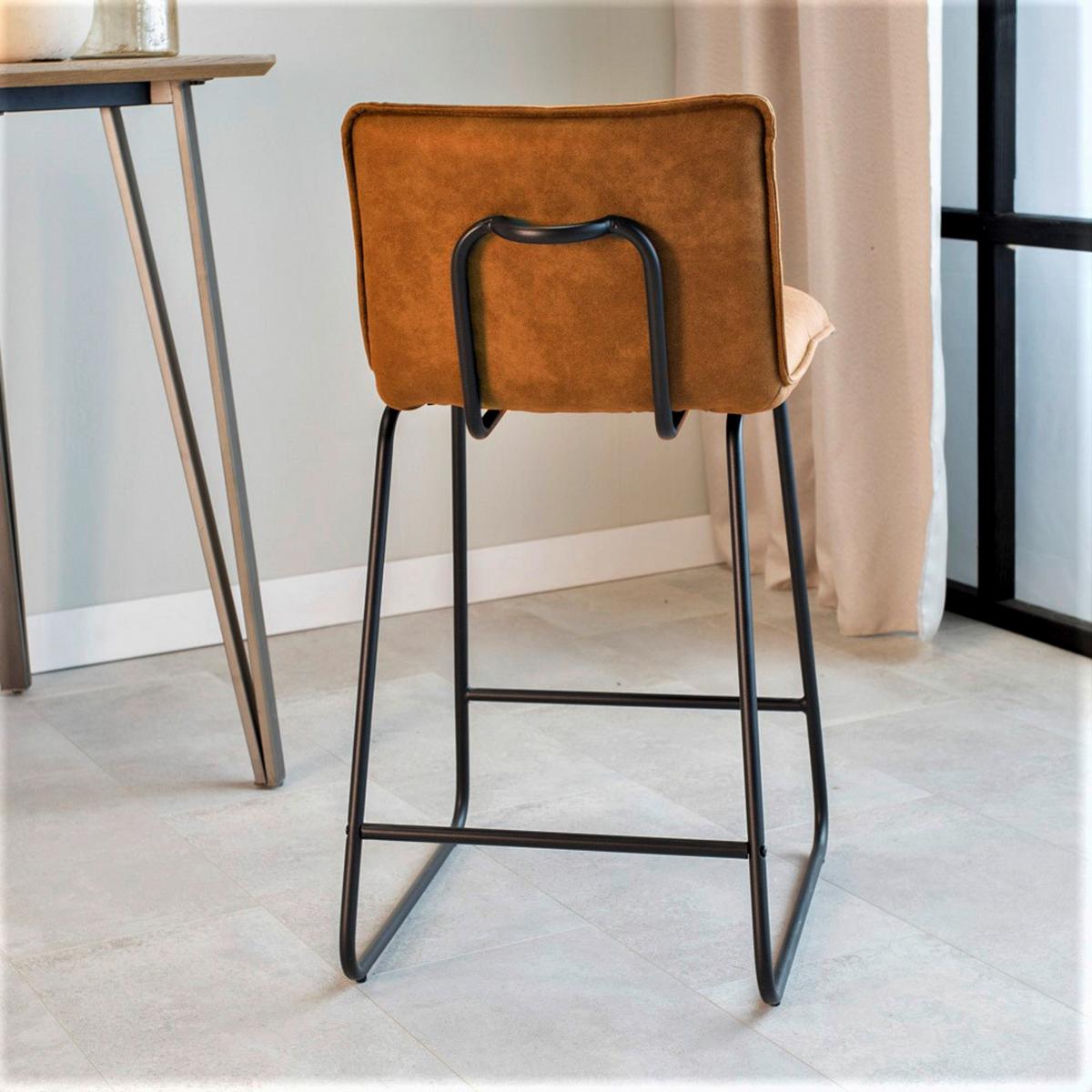 Barhocker-Set Jeremy 2er-Set ca. 44x87 cm Cognac - Cognac/Schwarz, KONVENTIONELL, Textil/Metall (44/87/50cm) - MID.YOU