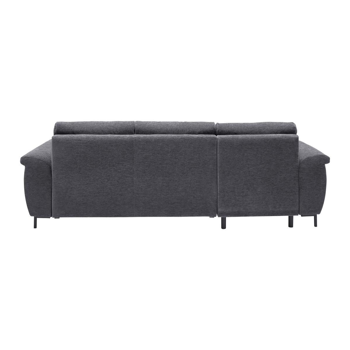 Ecksofa Focus L Grau Chenille - Schwarz/Grau, KONVENTIONELL, Holz/Textil (256/167cm) - Based