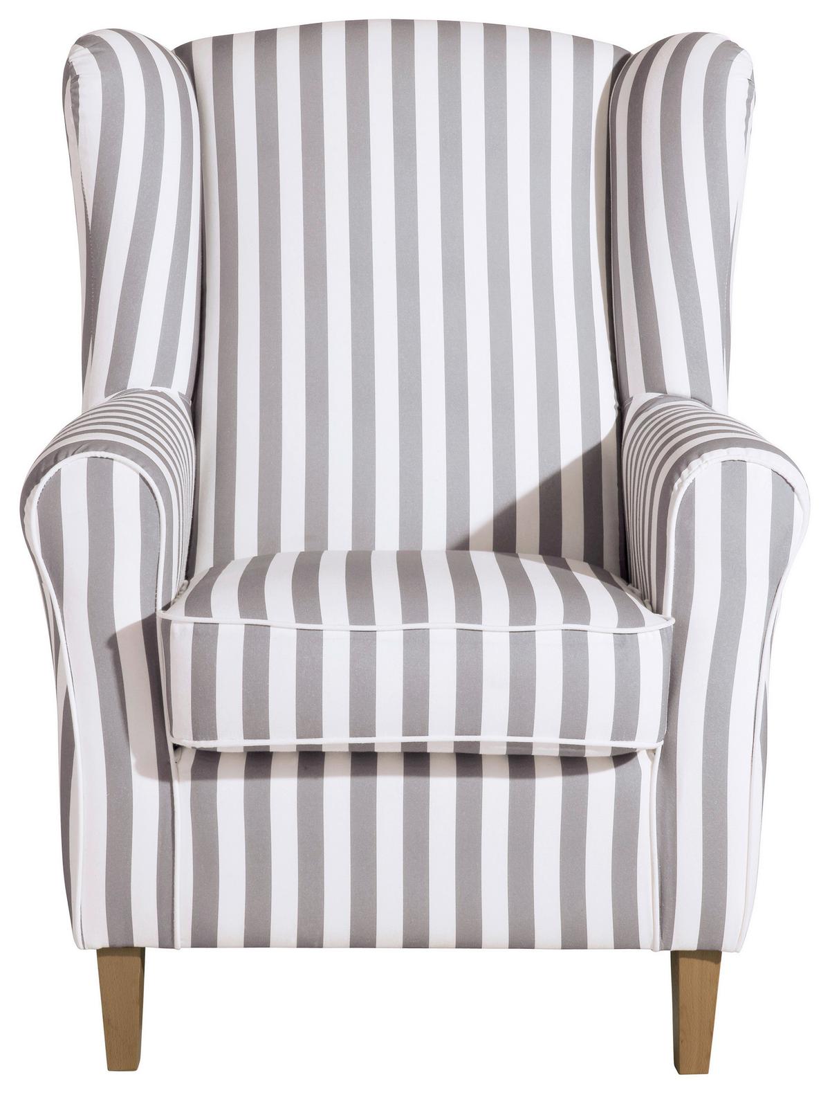 Ohrensessel ''Lorris'', Weiß/Hellbraun - Hellbraun/Eichefarben, KONVENTIONELL, Holz/Textil (77/103/86cm) - Max Winzer