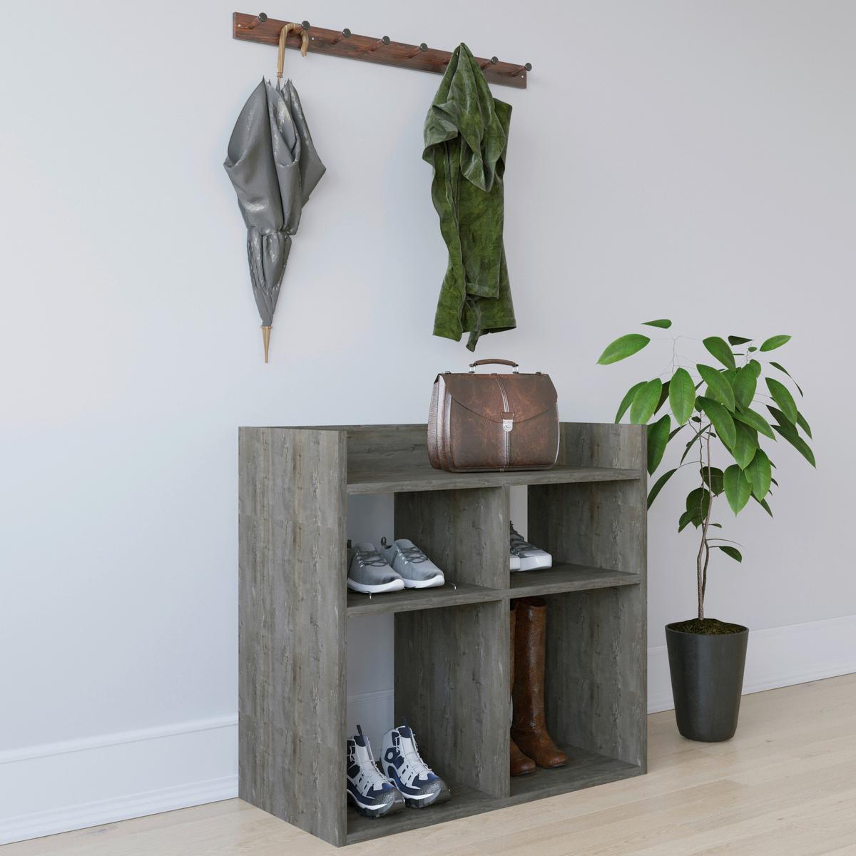Schuhregal "Vista", Eiche dunkel - Eiche dunkel, Design, Holzwerkstoff (75,6/72/35,6cm) - Livetastic