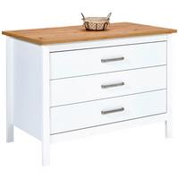 Kücheninsel Sicilia Weiß/Eiche Artisan - Silberfarben/Weiß, MODERN, Holzwerkstoff/Metall (124/91/75cm) - Mömax