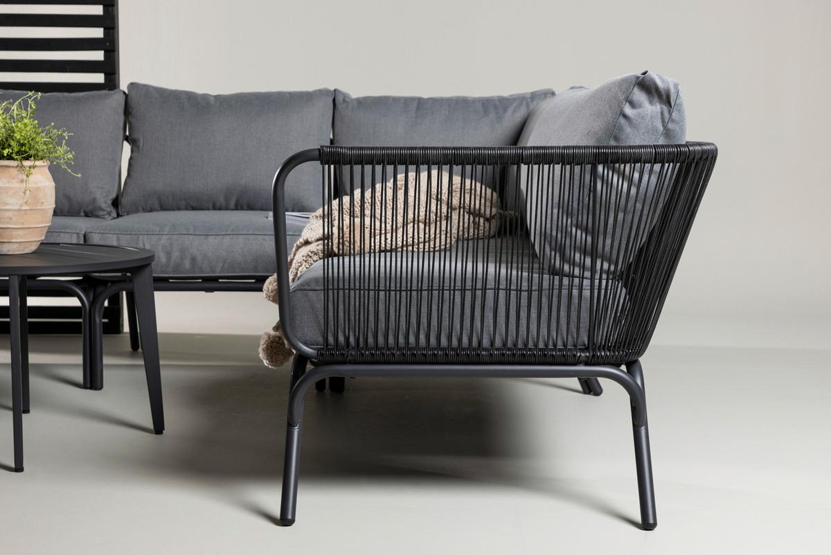 Dining-Loungeset Roxo ca. 283x221 cm Schwarz - Schwarz/Grau, KONVENTIONELL, Textil/Metall - Gardenson