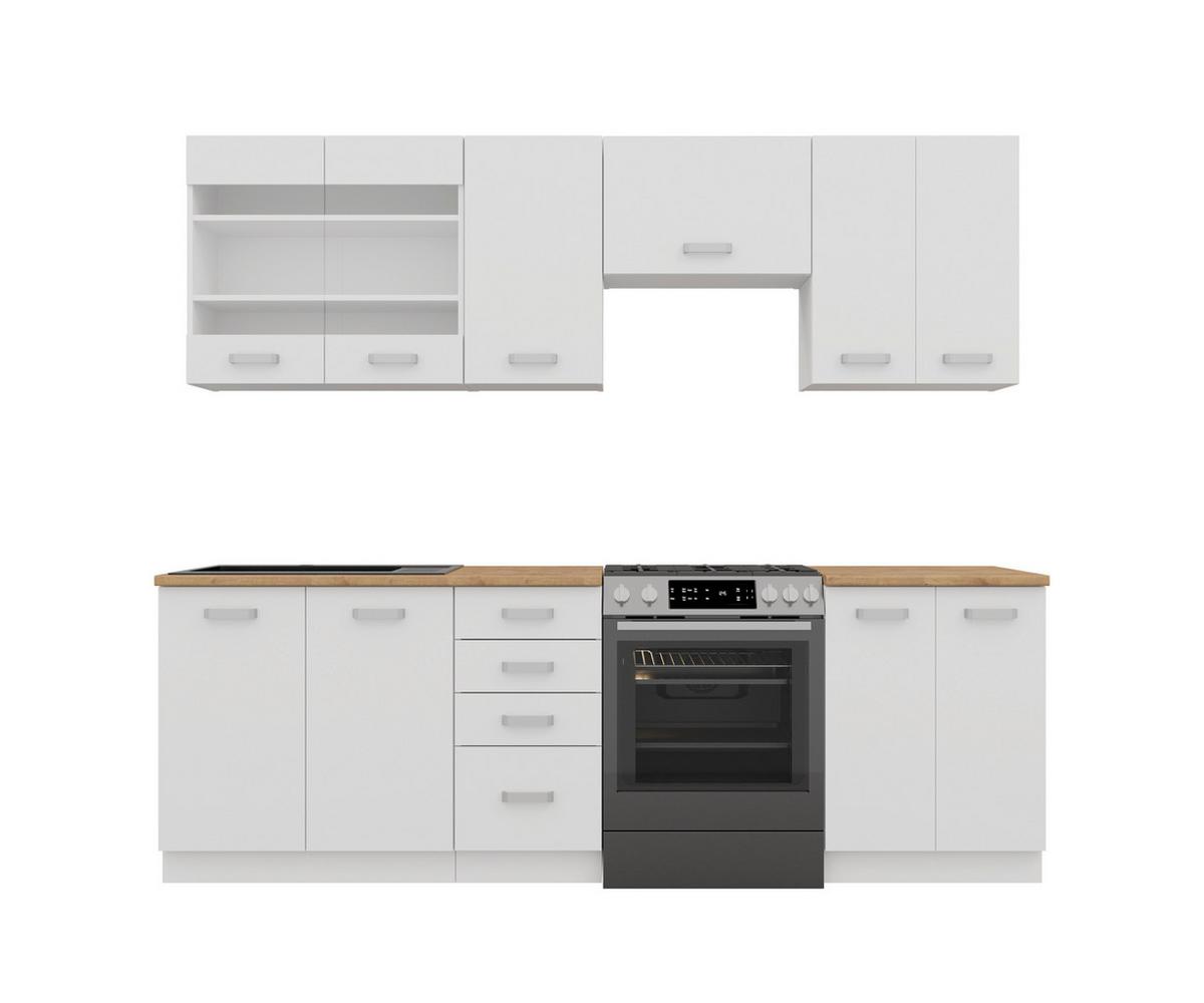 Blok Kuhinja Eko - boja hrasta/bela, Moderno, staklo/pločasti materijal (260/218/60cm) - Modern Living