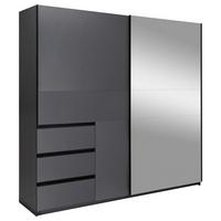 Omara Z Drsnimi Vrati Wilma, Barva Grafita - črna/barve grafita, Moderno, kovina/leseni material (215/210/61,5cm) - P & B