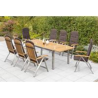 GARTENTISCHGRUPPE KEROS SET 17TLG. - Silberfarben/Naturfarben, ROMANTIK / LANDHAUS, Holz/Textil (180-240/74/100cm) - Gardenson
