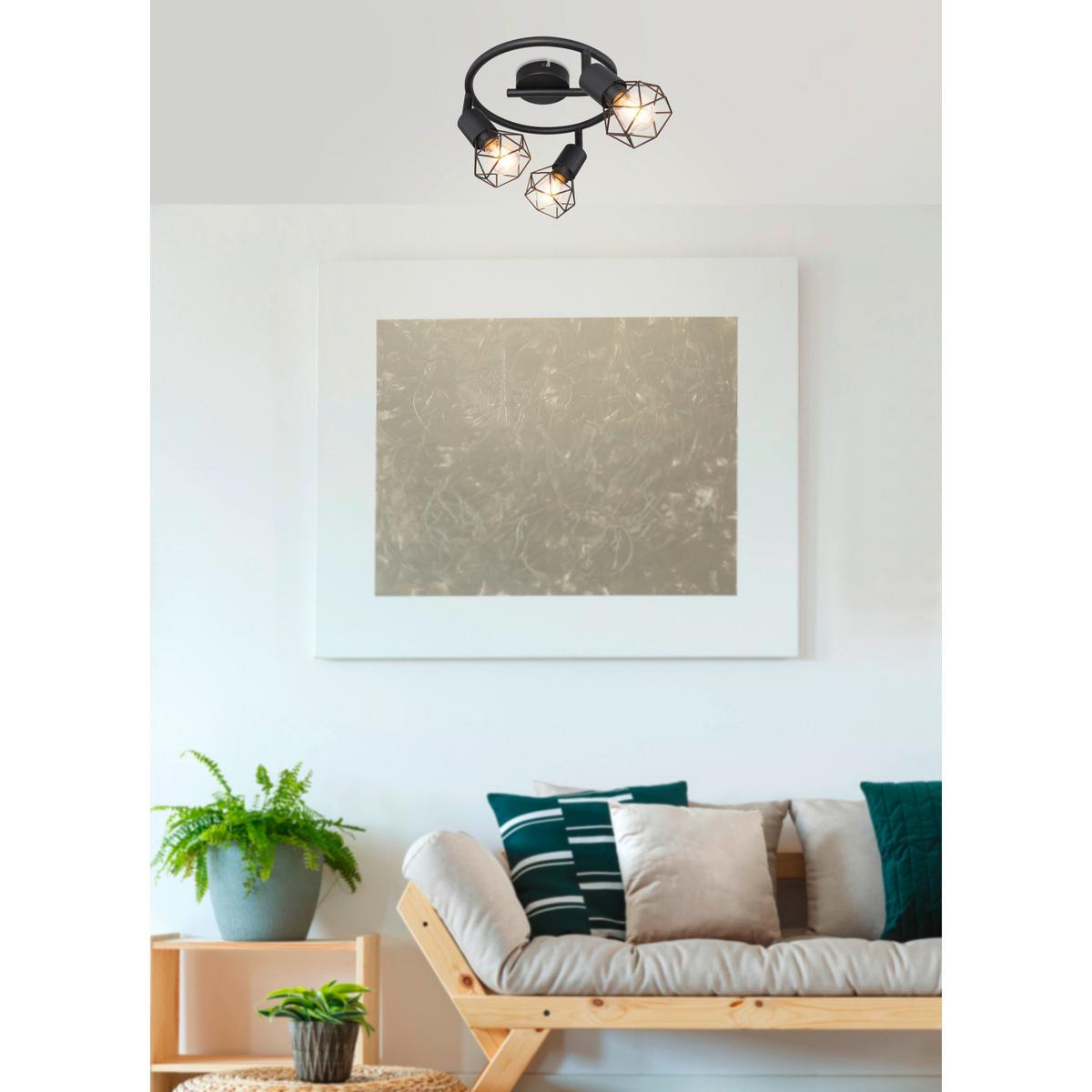 Spotlámpa Xara 3 Égős - fekete, fém (23/18cm)