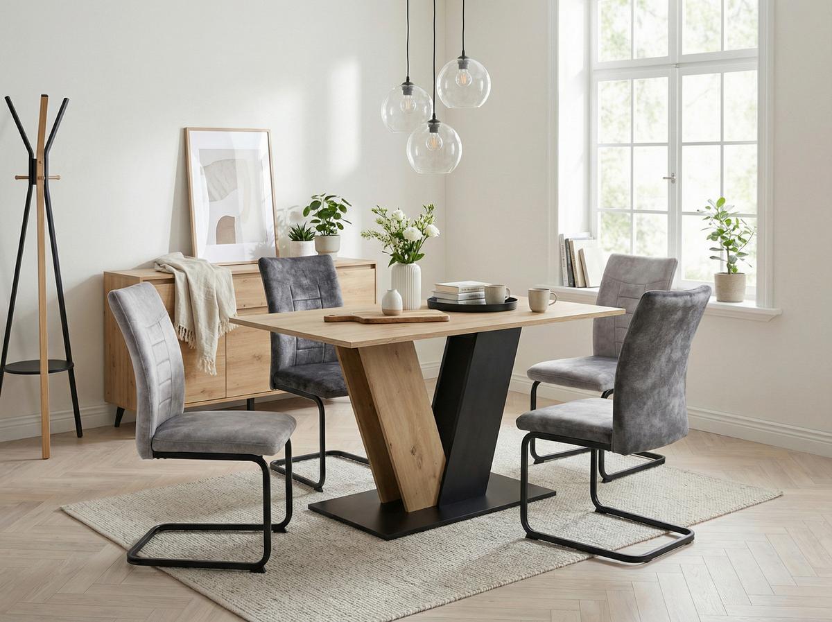 SCHWINGSTUHL-SET GELA S 4ER-SET - Anthrazit/Schwarz, MODERN, Textil/Metall (49/98/61cm) - MID.YOU