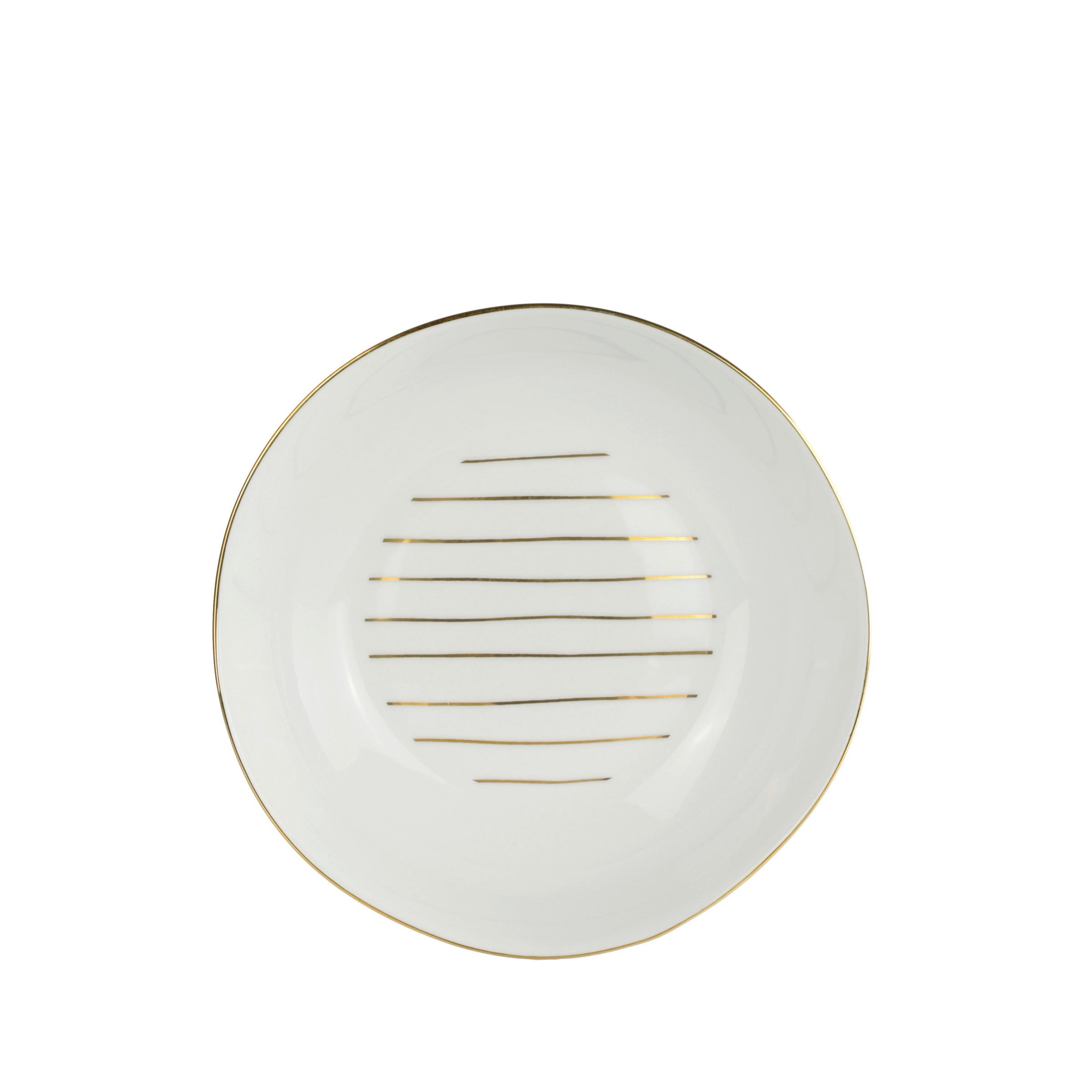 Globoki Krožnik Onix - zlate barve/bela, Moderno, keramika (20,5cm) - Premium Living