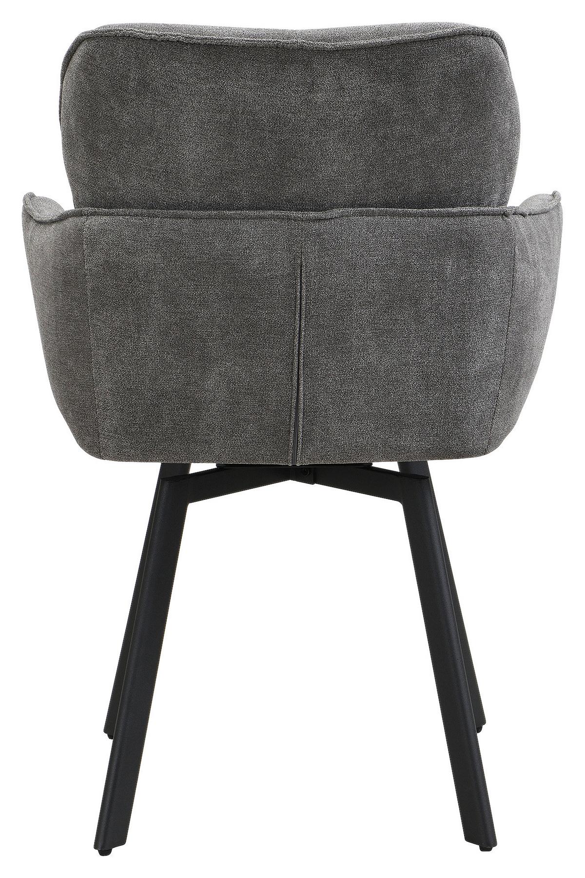STUHL-SET RICO - Dunkelgrau/Schwarz, MODERN, Textil/Metall (61/90/63cm) - MID.YOU