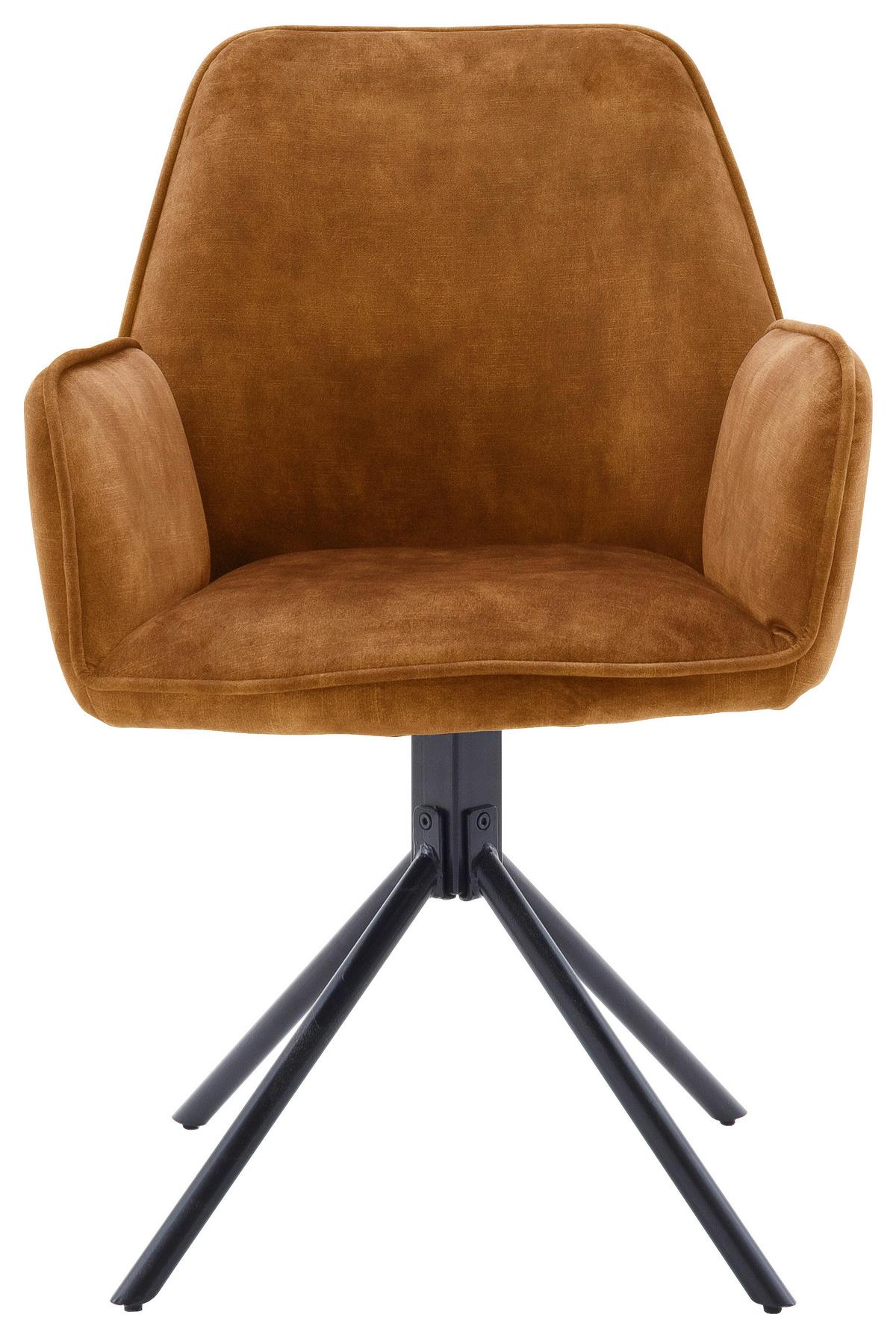 Armlehnstuhl Ottawa Currygelb - Currygelb/Schwarz, Modern, Textil/Metall (60/89/64cm) - Premium Living