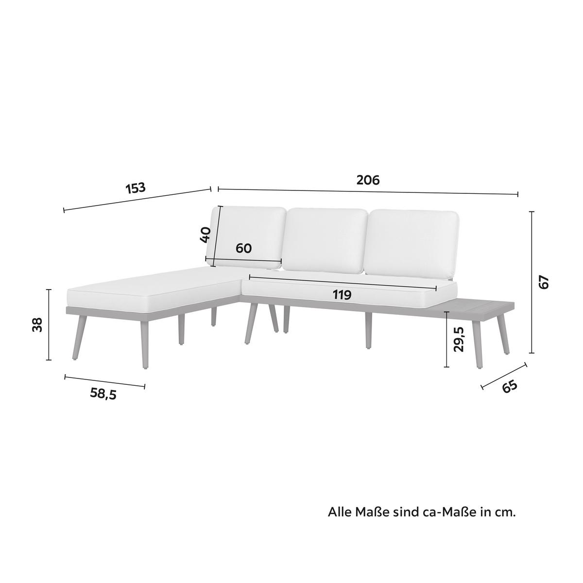 Kerti Garnitúra Sallie - világosszürke/natúr színű, Modern, fa/fém - Bessagi Garden