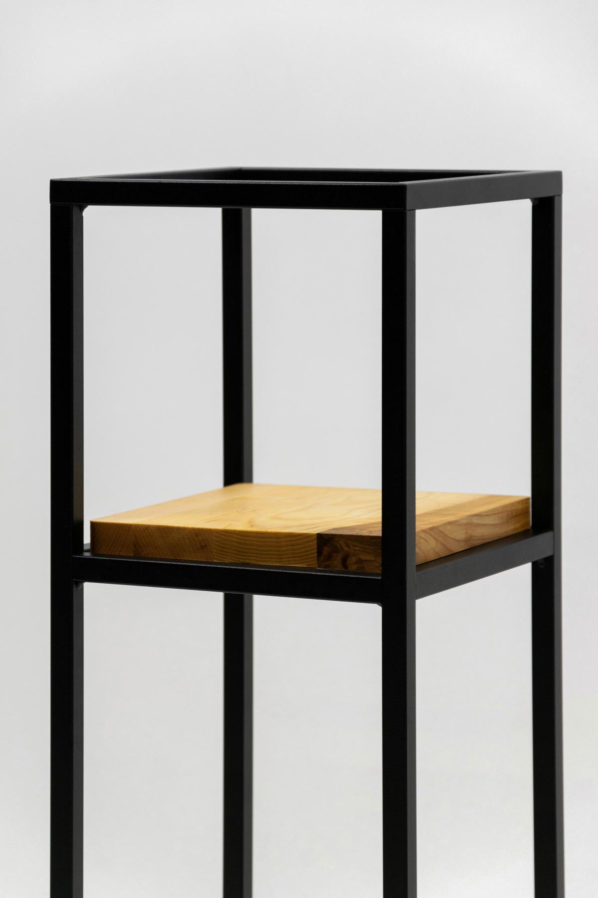Blumenständer Schwarz - Schwarz, Basics, Holz/Metall (23/90/23cm)