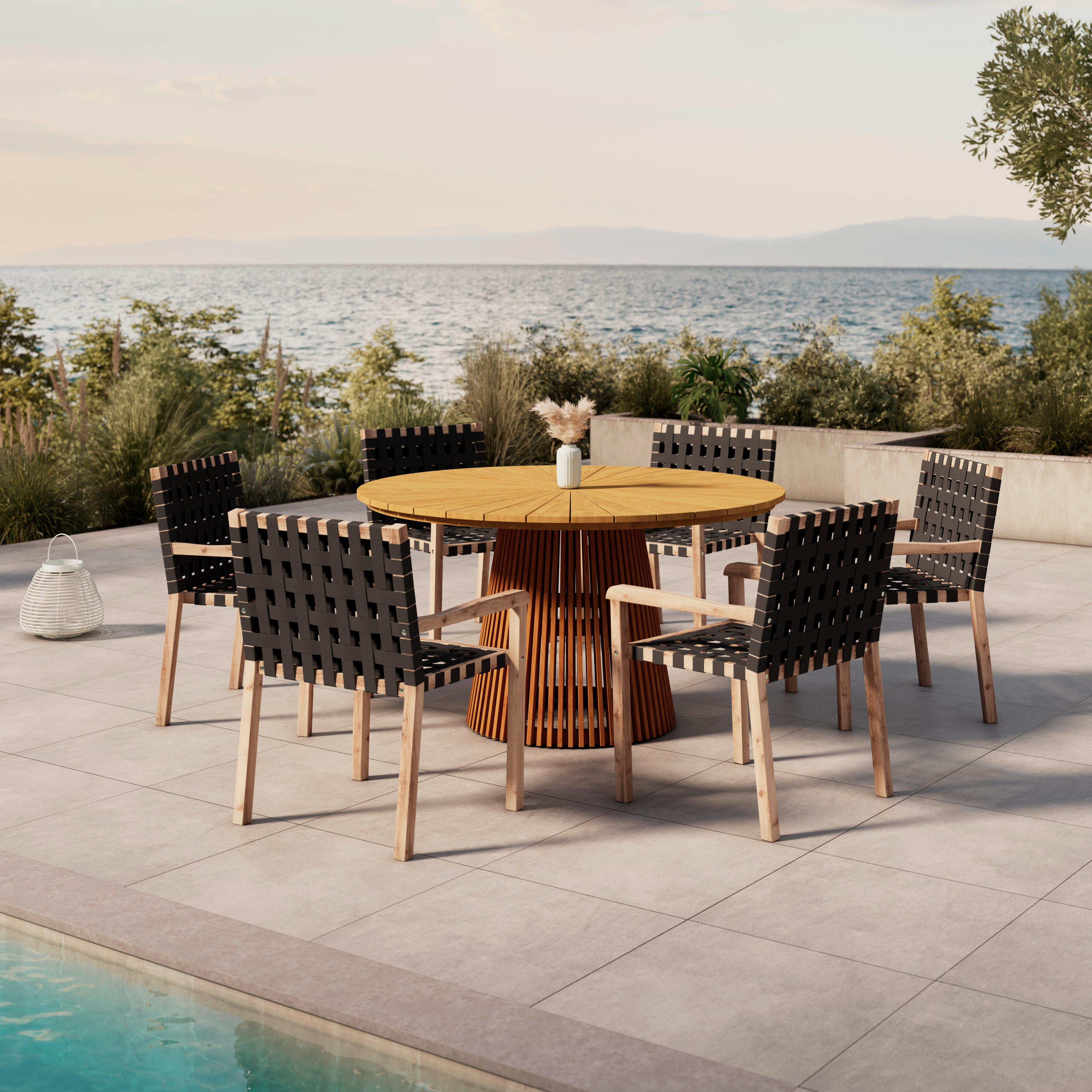 Gartensessel-Set 2-er Set Lauria Schwarz Holz/Textil - Schwarz/Akaziefarben, MODERN, Holz/Textil (61/84/59cm) - Bessagi Garden