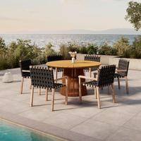 Gartensessel-Set 2-er Set Lauria Schwarz Holz/Textil - Schwarz/Akaziefarben, MODERN, Holz/Textil (61/84/59cm) - Bessagi Garden