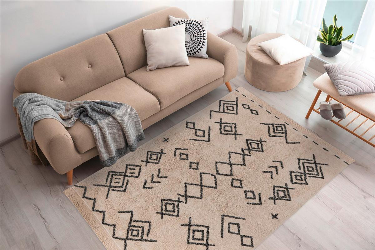 TEPPICH MYLEN 325 CREME / SCHWARZ - Creme/Schwarz, Konventionell, Textil (160/230cm) - Kayoom