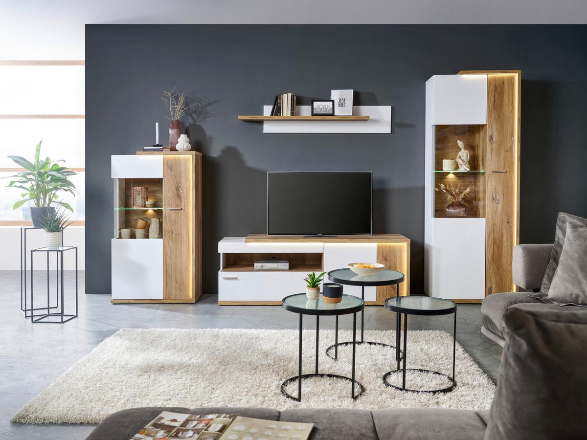 Wandbaord Ambiente in Weiß/Eichefarben - MODERN, Holzwerkstoff (140/25/20cm) - Mömax
