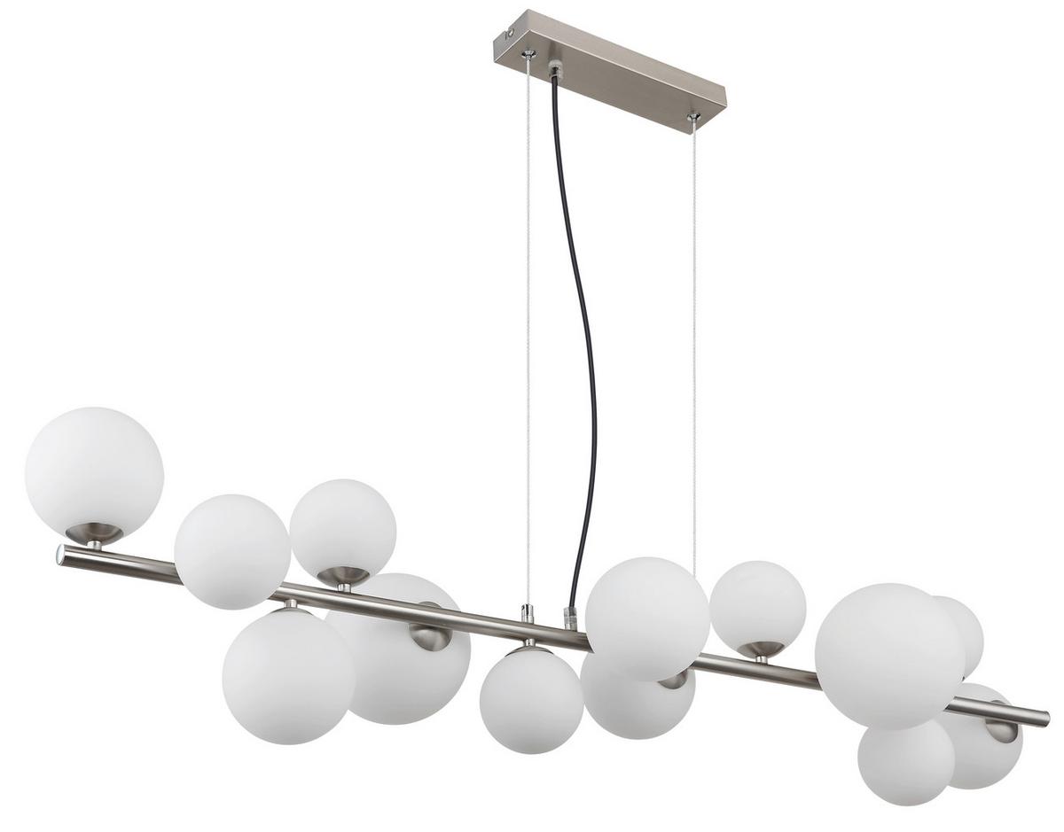 Viseča Led-svetilka Riha, S Sijalko - barve niklja/opal, Design, kovina/umetna masa (120/34,5cm) - Globo