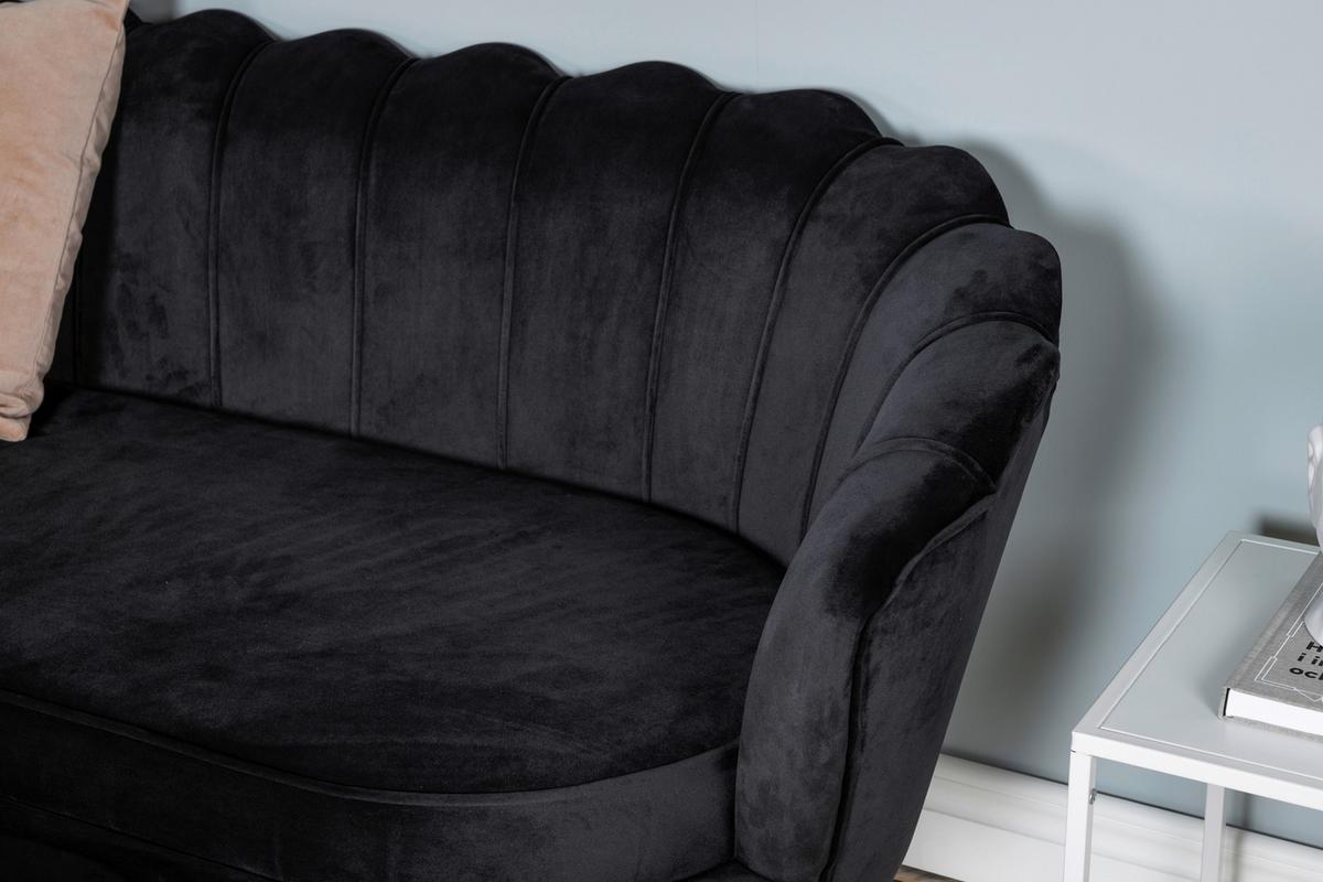 Sofa Calais ca. 180 cm Schwarz Samt - Schwarz, Design, Textil/Metall (180/78.5/78cm) - Livetastic