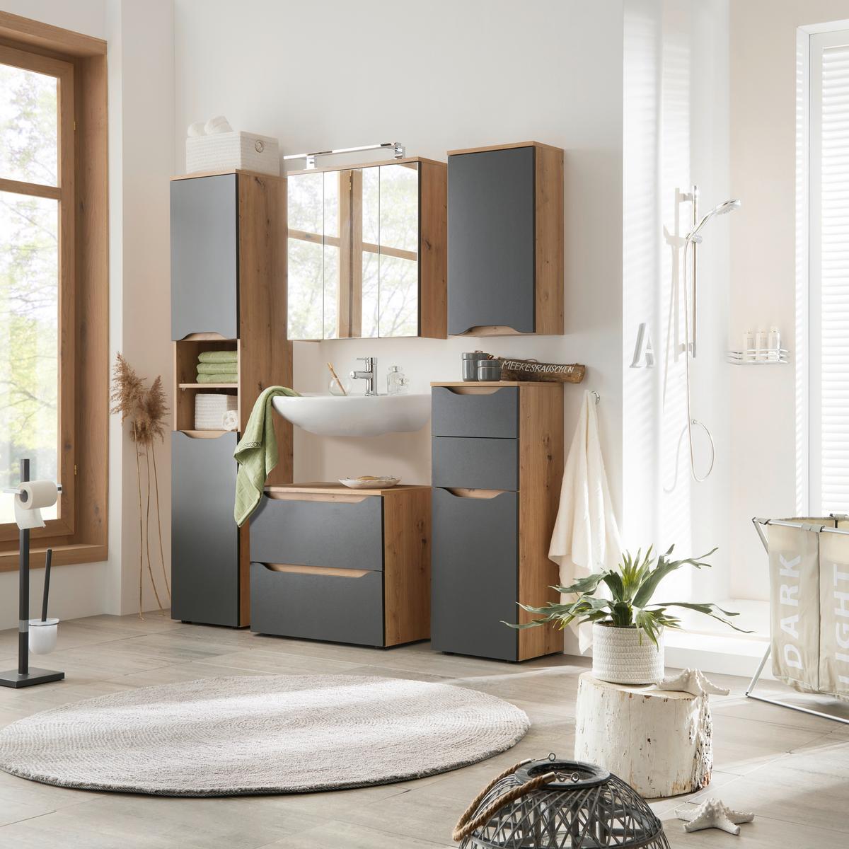 Kupaonica Giga Wbu - hrast Artisan/antracit, Moderno, drvni materijal (150/190/40cm)