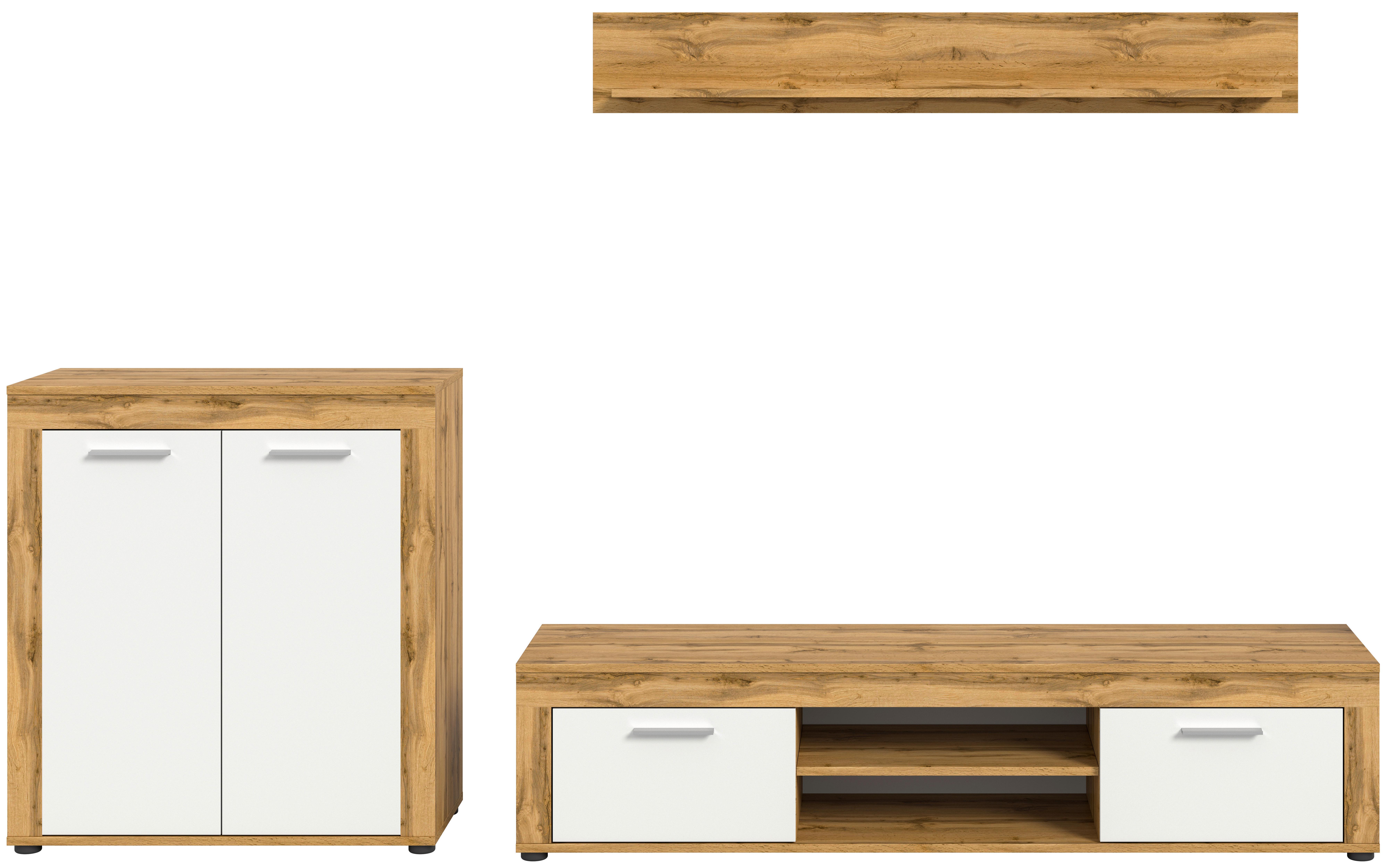 ANSAMBLU MOBILIER CAMERA DE Z JAM - alb/stejar Wotan, Design, material pe bază de lemn (255/159/35cm) - Modern Living