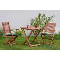 Gartentischgruppe Cordoba Holz/Grün - Eukalyptusholzfarben/Grün, KONVENTIONELL, Holz/Textil - Gardenson