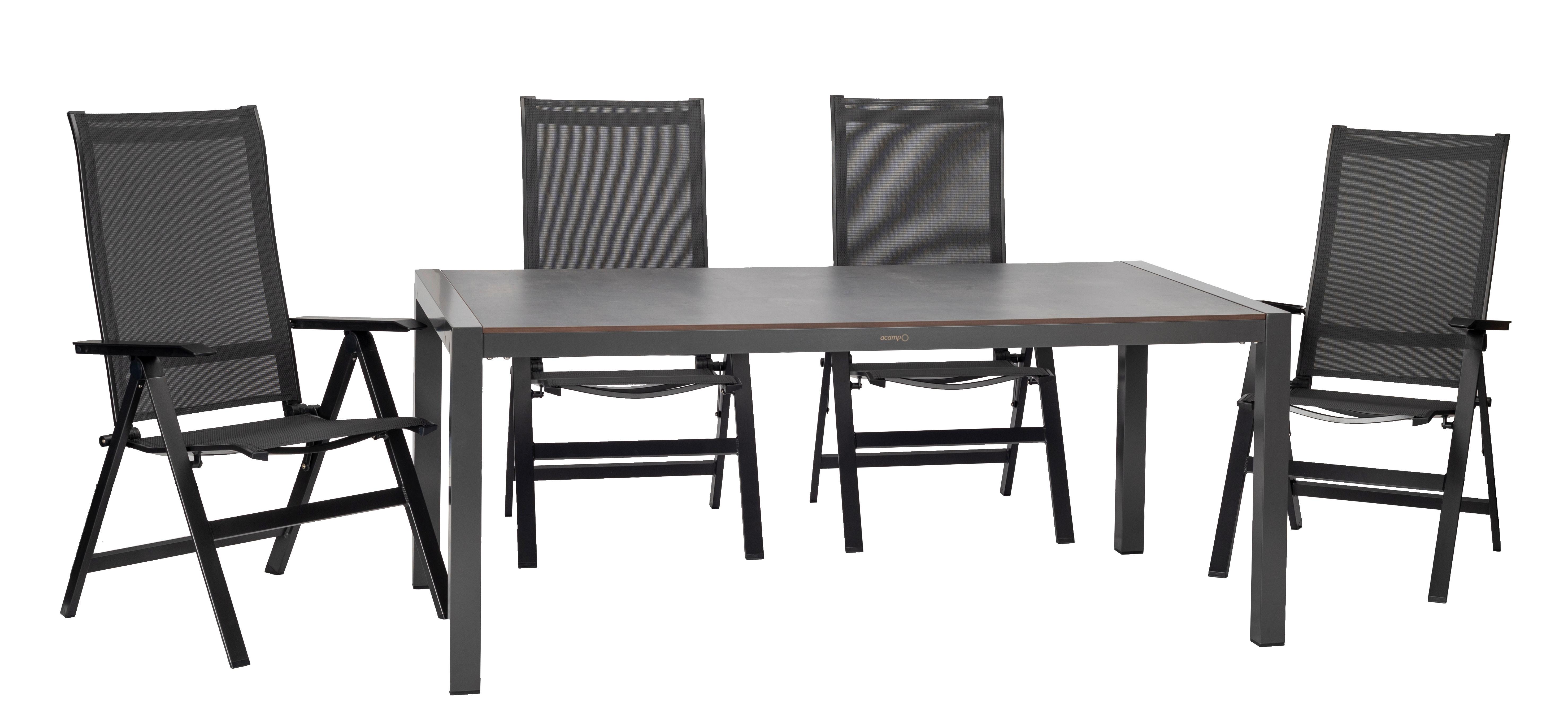 Gartengarnitur Urban 5-Teilig Metall/Textil/Holzwerkstoff - Schieferfarben/Anthrazit, Basics, Holzwerkstoff/Textil (180/98/74cm) - Acamp