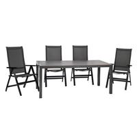 Gartengarnitur Urban 5-Teilig Metall/Textil/Holzwerkstoff - Schieferfarben/Anthrazit, Basics, Holzwerkstoff/Textil (180/98/74cm) - Acamp