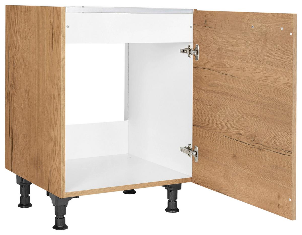 Spülenunterschrank Structura Eiche - Eichefarben/Schwarz, MODERN, Holzwerkstoff/Metall (60/87/56cm) - Nobilia