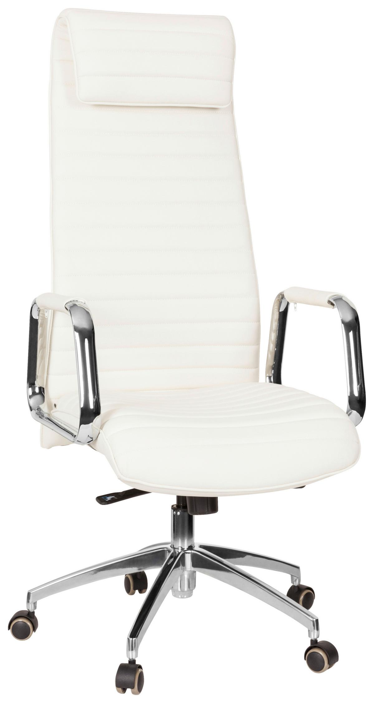 Drehstuhl Aspera 20 Creme/Silberfarben - Silberfarben/Creme, MODERN, Leder/Kunststoff (59/139/50cm) - MID.YOU