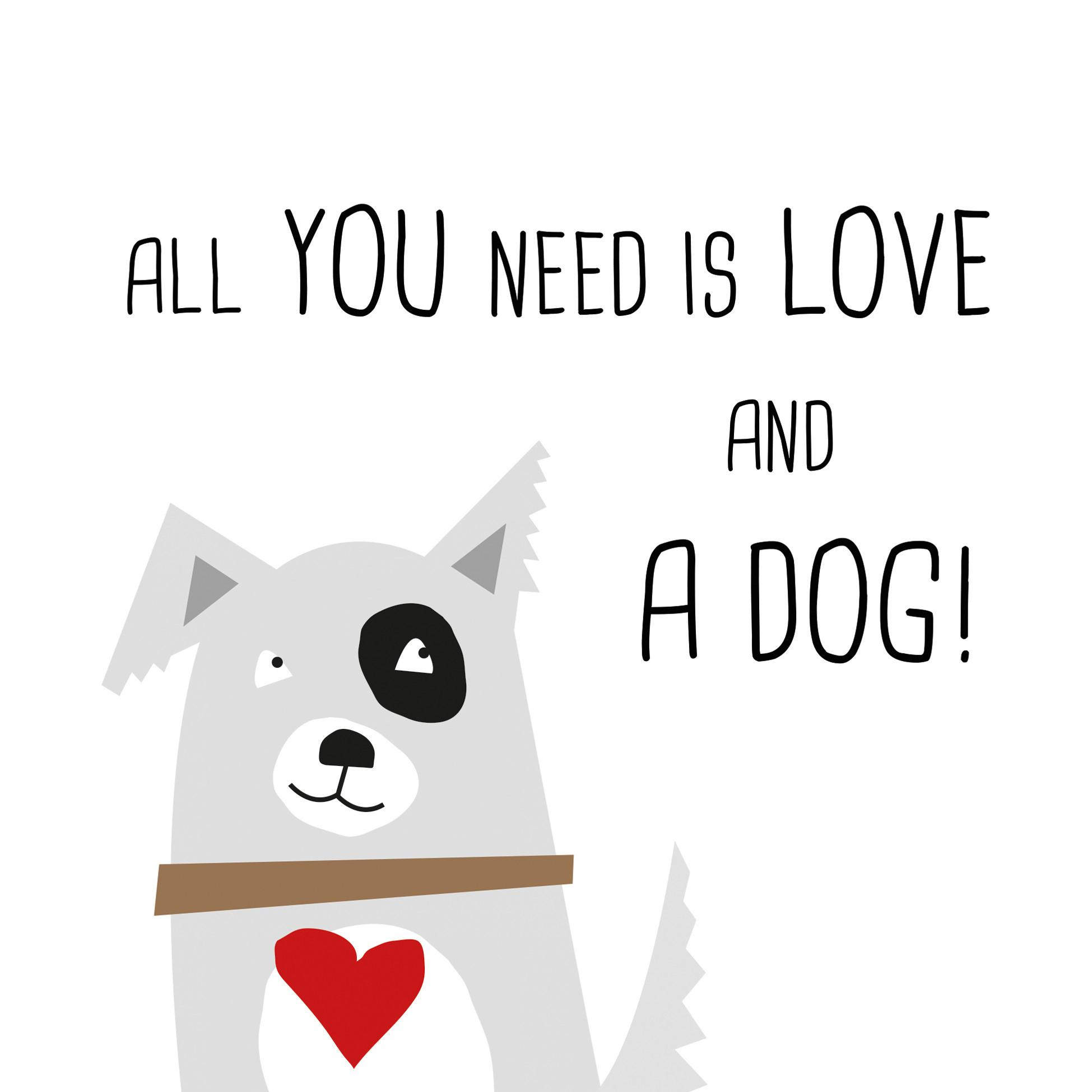 Serviette Love und Dog Multicolor ca. 17x17cm - Multicolor, KONVENTIONELL, Papier (17.5/17.5cm) - PPD