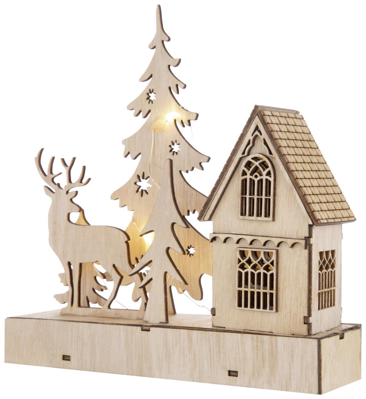 LED-Dekoleuchte Guril in Naturfarben - Naturfarben, Konventionell, Holz (18/5/19cm) - Modern Living