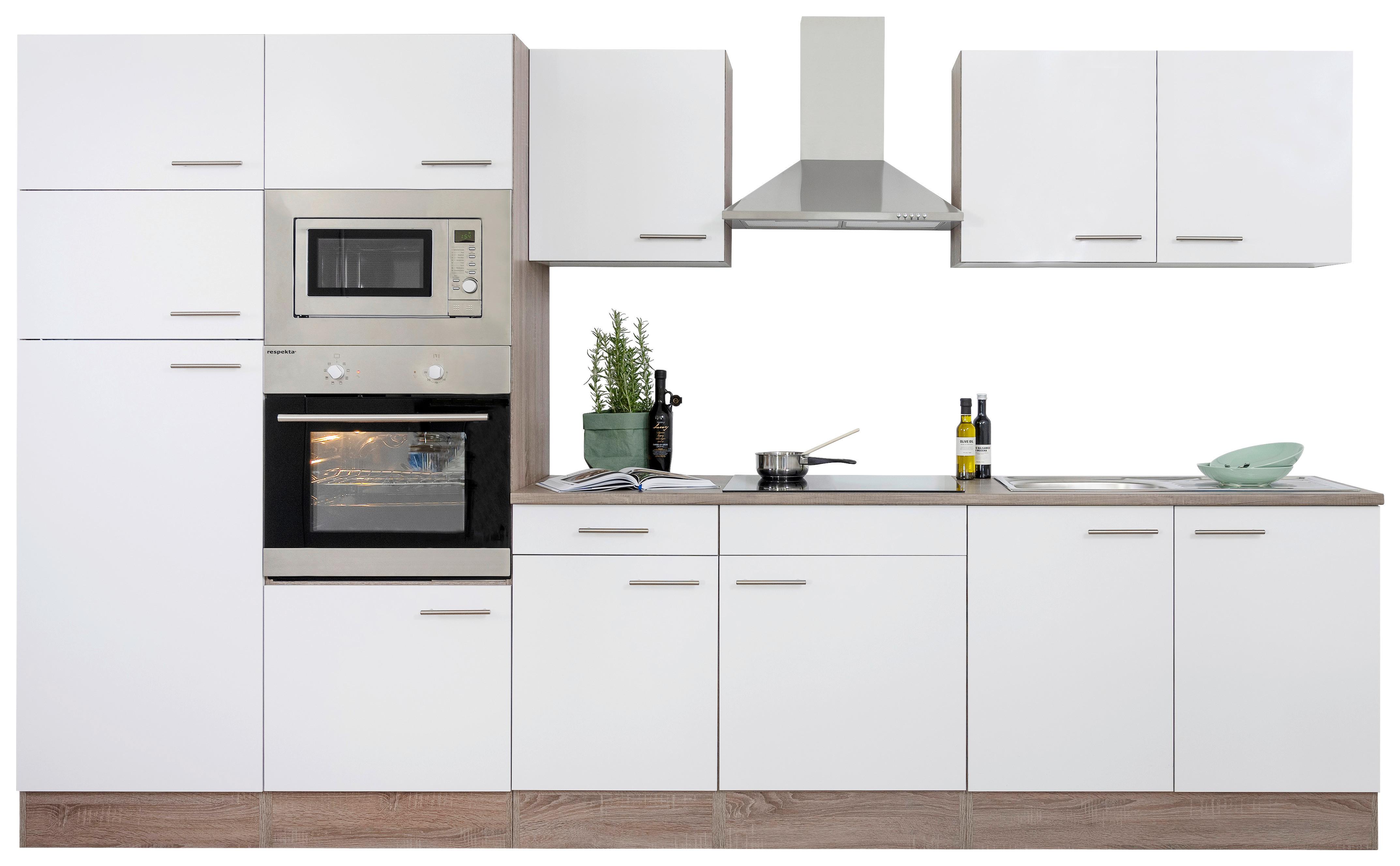 Küchenblock mit Geräte Eichefarben/Weiß B: ca. 330 cm - Eichefarben/Weiß, MODERN, Holzwerkstoff (330cm) - Respekta