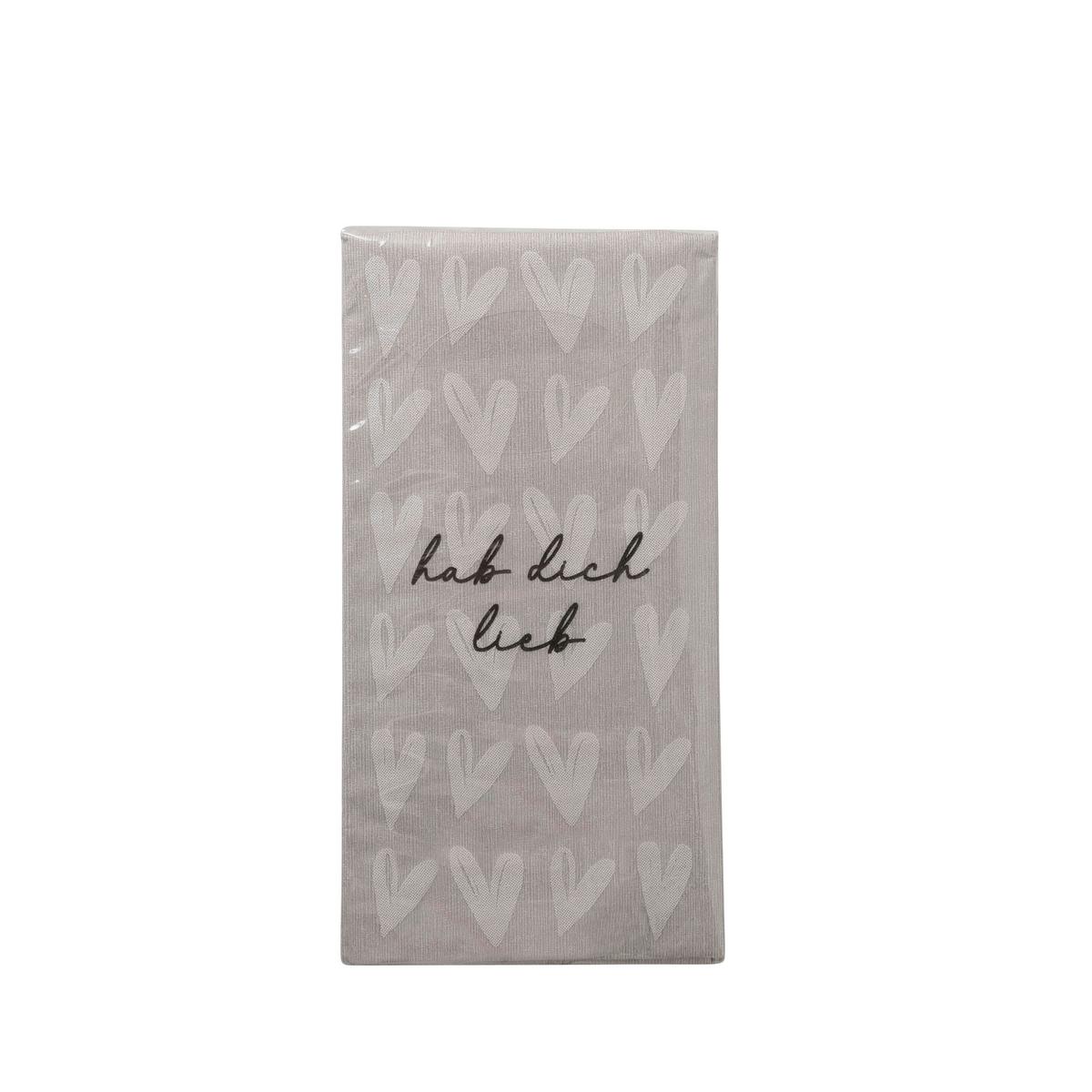 Taschentuch Lieb I Motiv: Herz - Schwarz/Grau, KONVENTIONELL, Papier (10,5/5,3/2,2cm) - Modern Living