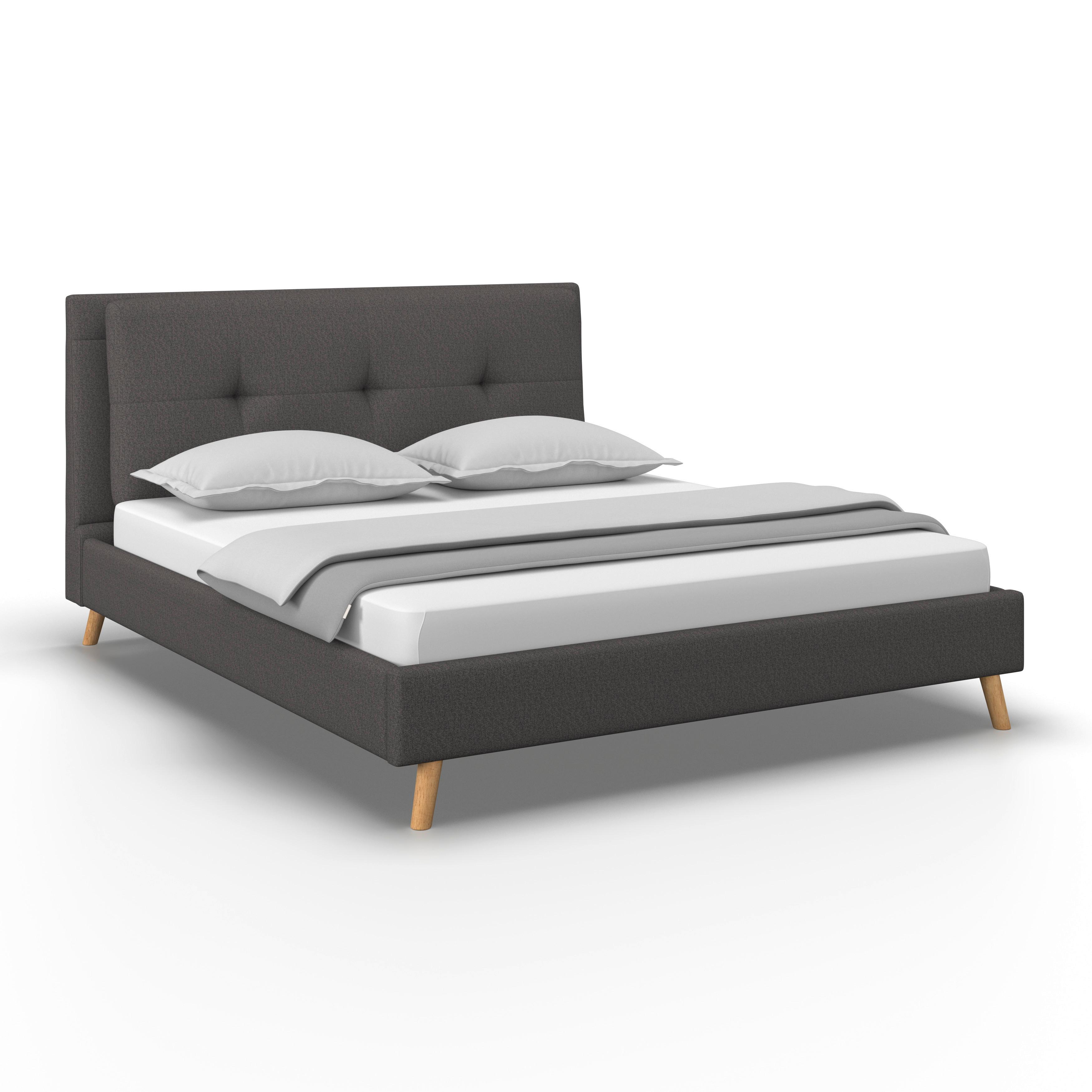 Oblazinjena Postelja Camilla, Siva, 180x200 - siva/naravne barve, Moderno, tekstil/les (180/200cm) - Bessagi Home