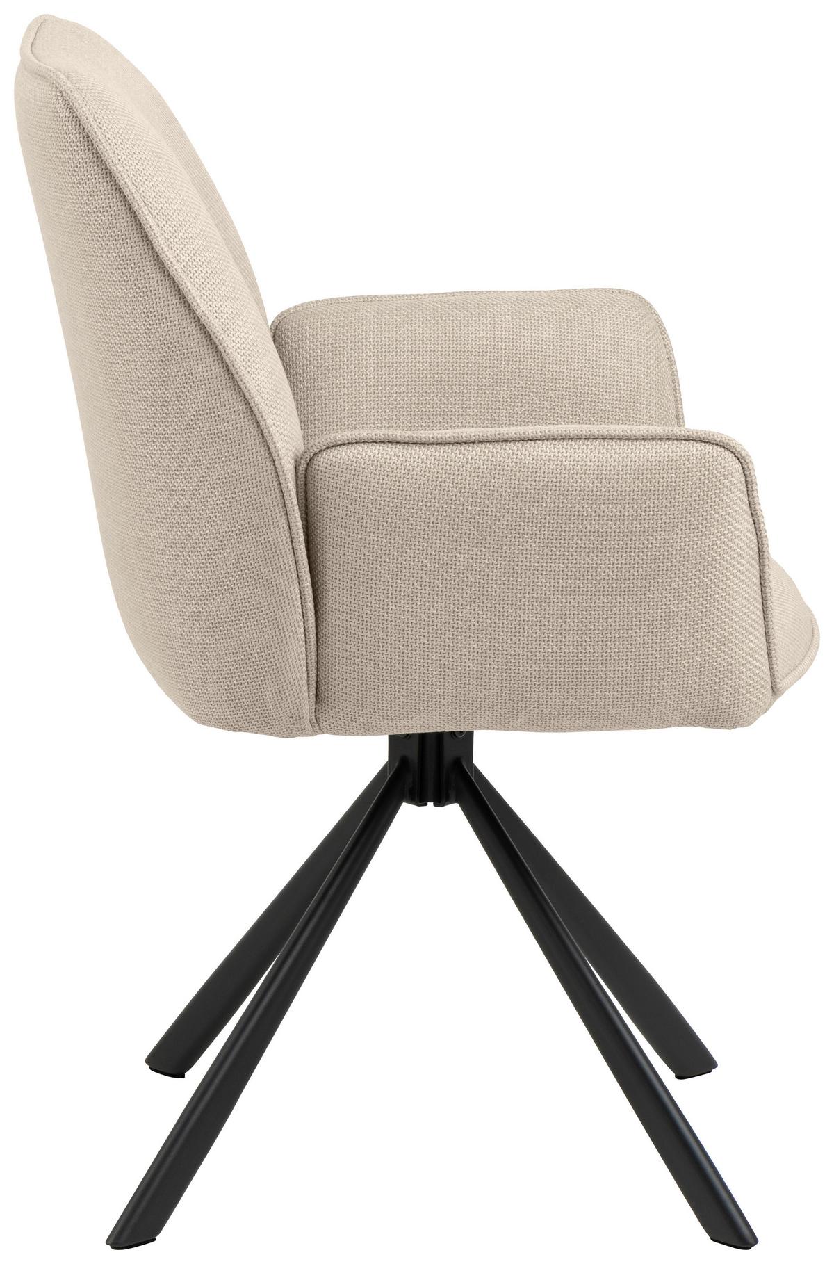 KRZESŁO Z PODŁOKIETNIKAMI GLENDA - beżowy/czarny, Trend, metal/tkanina (61/88,5/63cm) - MID.YOU