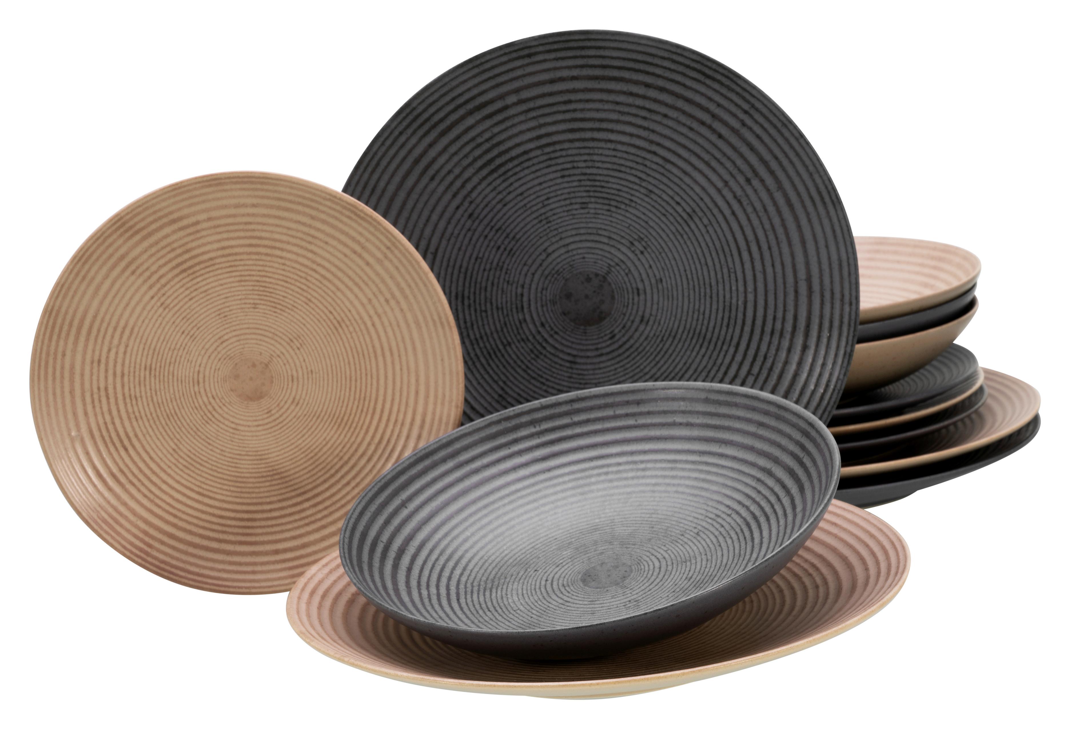 Jedilni Servis Catania Mix, 12-Delni - antracit/peščene barve, Basics, keramika - Creatable